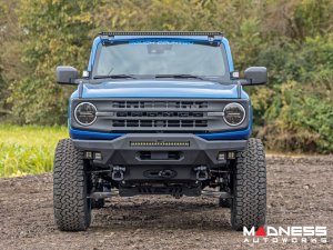 Ford Bronco Front Bumper - High Clearance - 20" Black Series Light Bar & Black Series Amber DRL Cubes Ford Bronco Front Bumper - High Clearance - 20" Black Series Light Bar & Black Series Amber DRL Cubes
